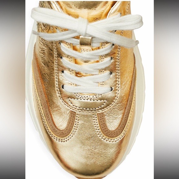 NWT Authentic Tory Burch T Monogram Good Luck Sneakers Size 11 M Gold - Picture 6 of 10